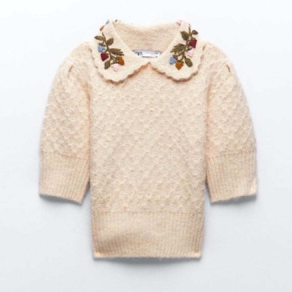 NWT ZARA EMBROIDERED KNIT SWEATER